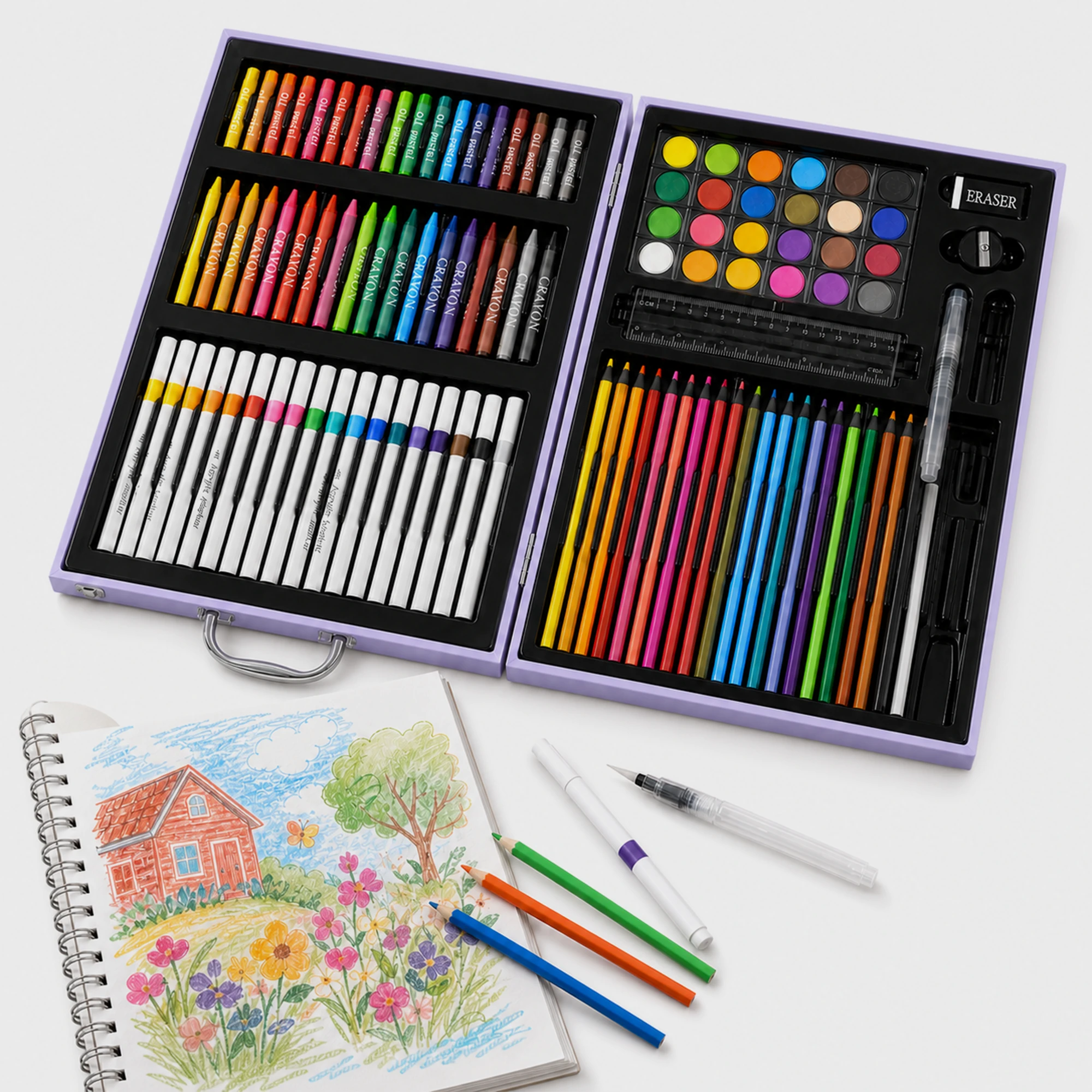 KiddoJoy Kuromi Lavender Premium 128-Piece Art Set - DKA128